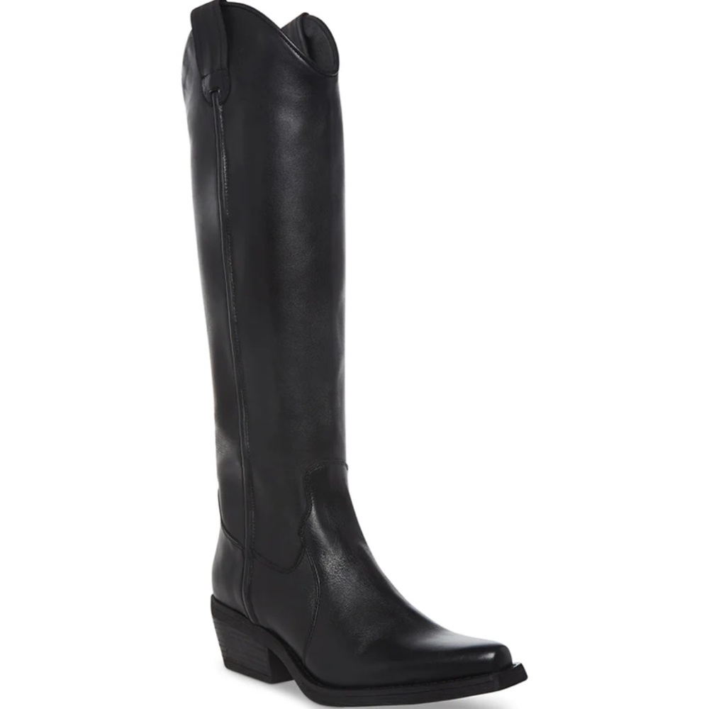 Steve Madden Heard Black Leather Western Boot